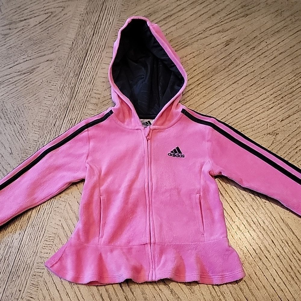 2T pink velour Hooded jacket Adidas 💖